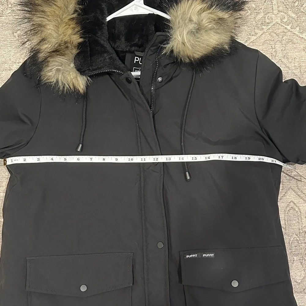 Black Parka with Faux Fur Hood